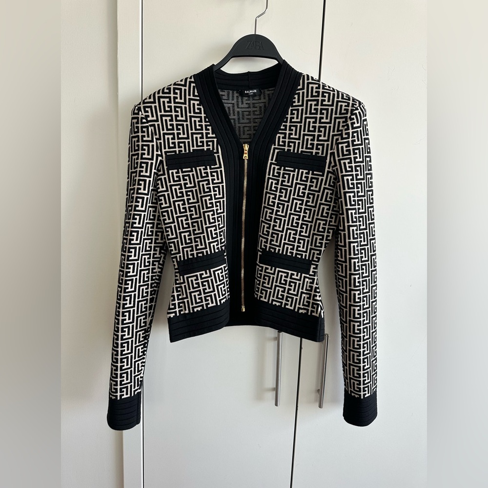 Balmain - Jacquard-knit wool-blend cardigan